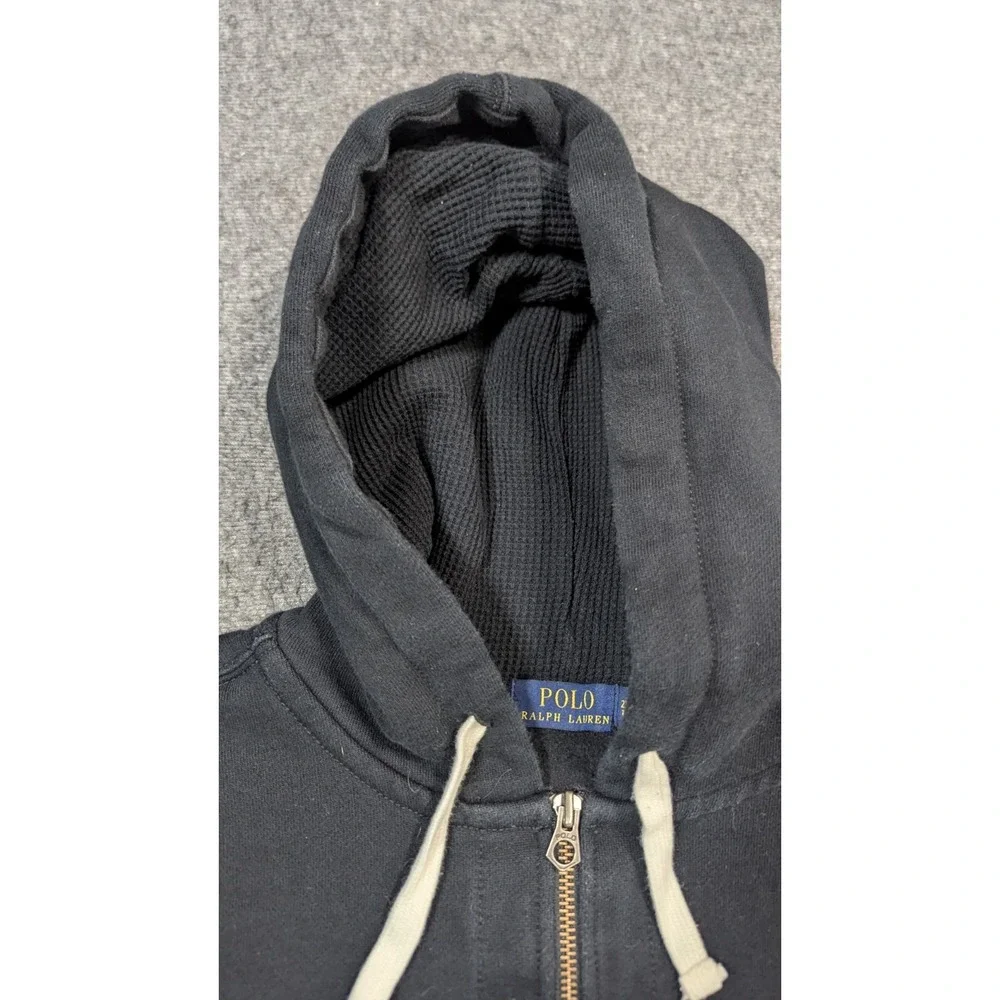 Polo Ralph Lauren Hoodie Men's Black 2XLT Tall Full Zip Sweatshirt Red Pony Logo